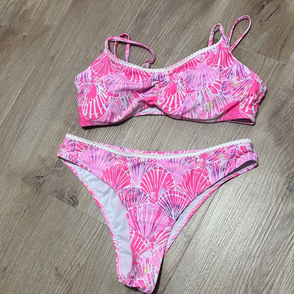 SHEIN Vibrant Pink and White Bikini Set - Picture 3 of 5